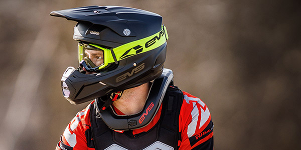 man wearing EVS T5 MX Helmet