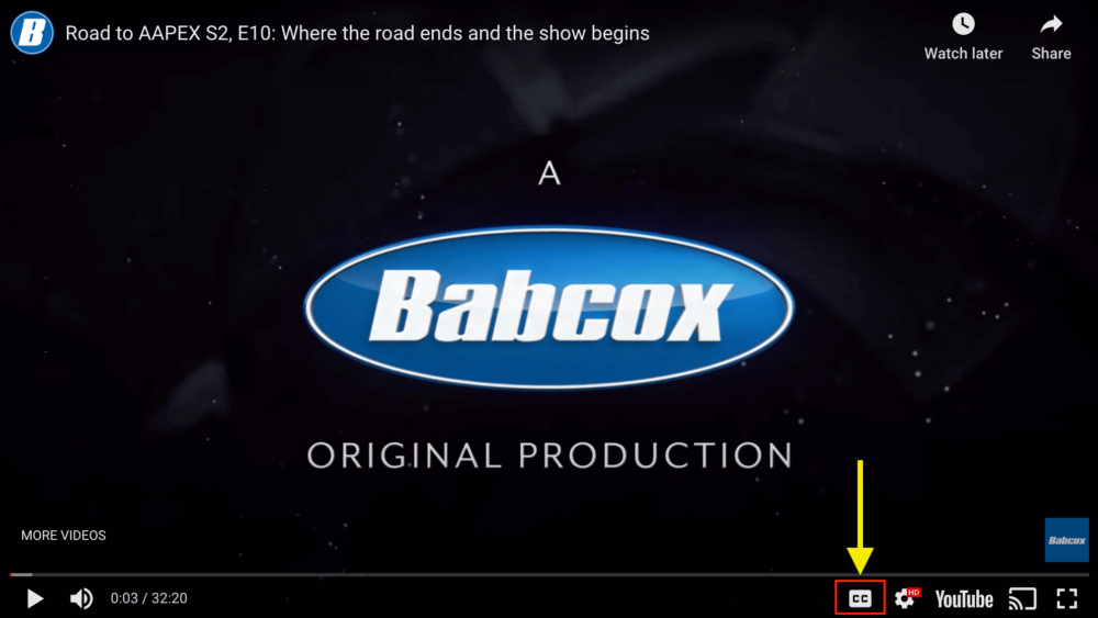 How to enable Closed Caption for a YouTube video, click on the CC button, located at the bottom right corner of the video.